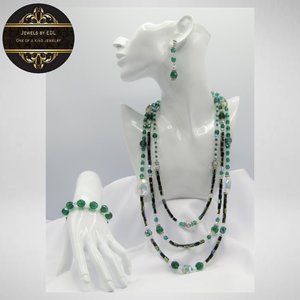 PRINCESS IN GREEN Beaded Jewelry Set